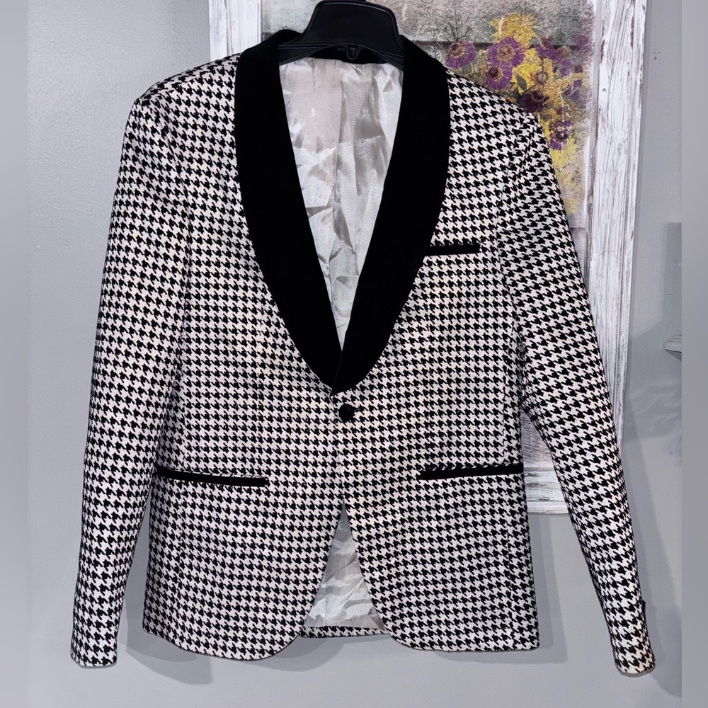 DOLCE VITA Tuxedo Blazer Jacket White Black Wool Blend US 38 EU 48 Never Worn